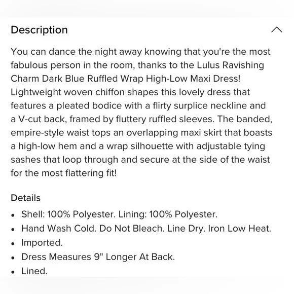 Lulu’s Ravishing Charm Dark Blue Ruffled Wrap High-Low Maxi Dress - Picture 14 of 15